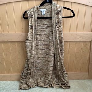 Sleeveless Beige/Brown Patterned Cardigan